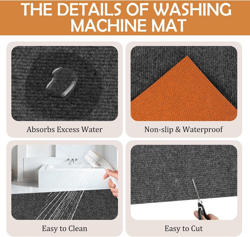 NVAAV Under Washing Machine Mat 63 x 36 Inch, Waterproof Floor Mat Rubber Backing for Washer Dryer Fridge Refrigerator Freezer Floor Protector, Home Appliance Mat, Shock Absorbing, Noise Reducing, Non-Slip - Image 2